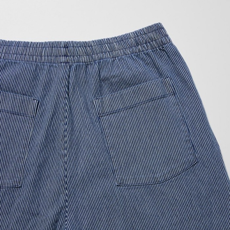 Blue Uniqlo Cotton Relaxed Ankle Women Pants | 8101517