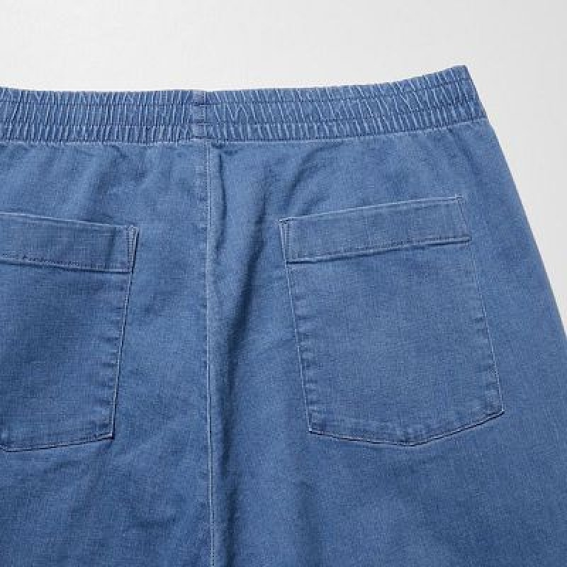 Blue Uniqlo Cotton Relaxed Ankle Women Pants | 8378261