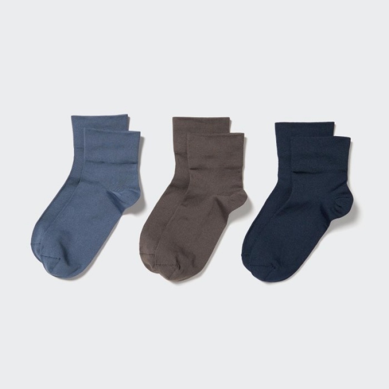 Blue Uniqlo Crew Tapered (3 Pairs) Women Socks | 29829