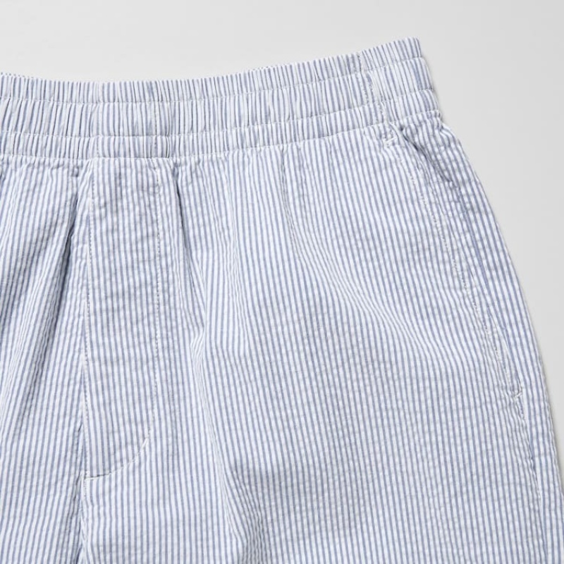 Blue Uniqlo Dry Stretch Seersucker Easy Men Shorts | 8297848