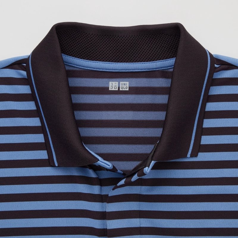 Blue Uniqlo Dry-ex Short-sleeve Striped Adam Scott Men Polo Shirts | 226808