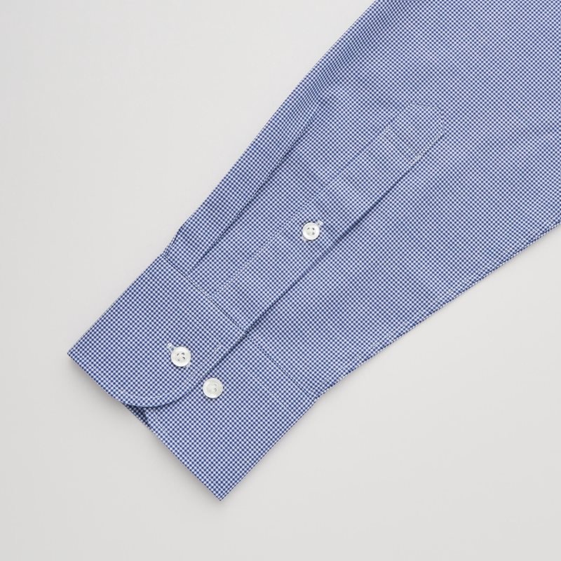 Blue Uniqlo Easy Care Checked Stretch Slim-fit Long-sleeve Men Shirts | 9599259