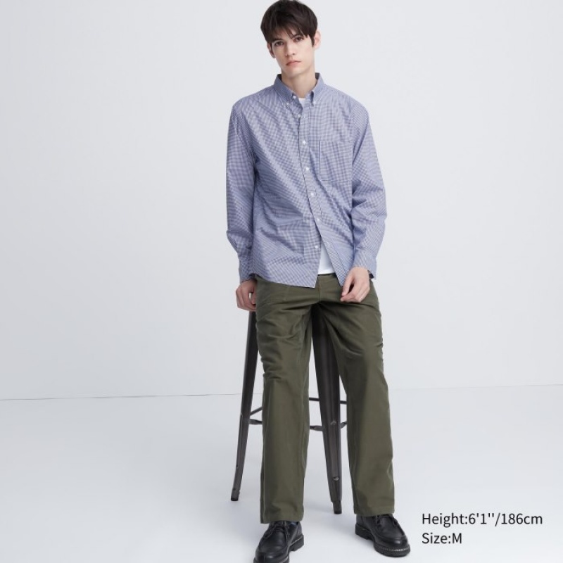 Blue Uniqlo Extra Fine Cotton Broadcloth Checked Casual Women Shirts | 1064491