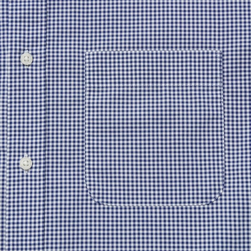 Blue Uniqlo Extra Fine Cotton Broadcloth Checked Casual Women Shirts | 1064491