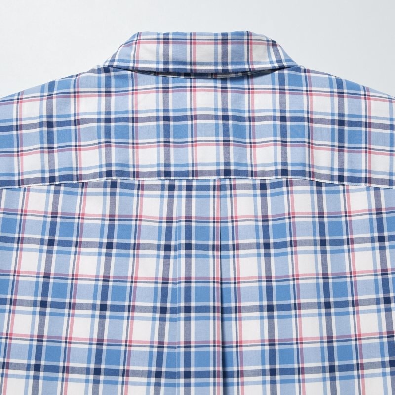 Blue Uniqlo Extra Fine Cotton Short-sleeve Men Shirts | 3348188
