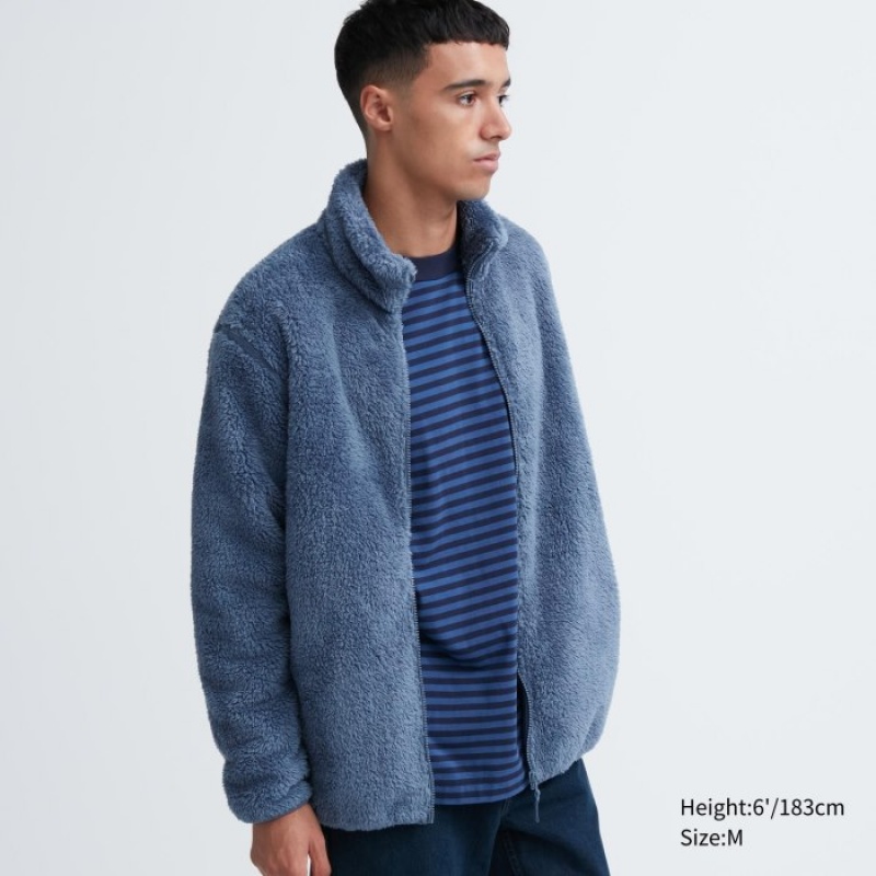 Blue Uniqlo Fluffy Yarn Full-Zip Women Fleece | 7128080