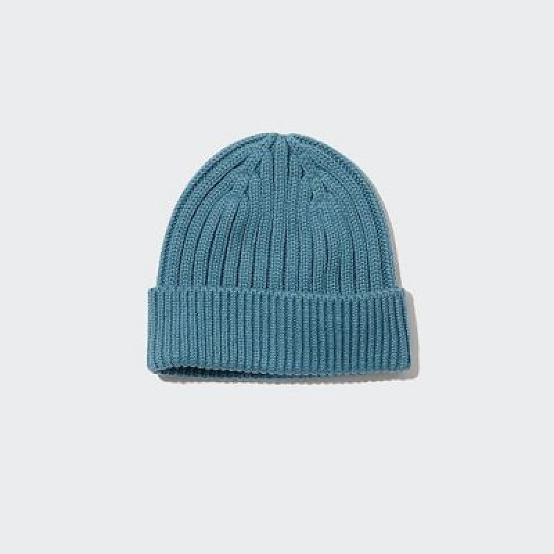Blue Uniqlo HEATTECH Ribbed Women Beanie | 2054363