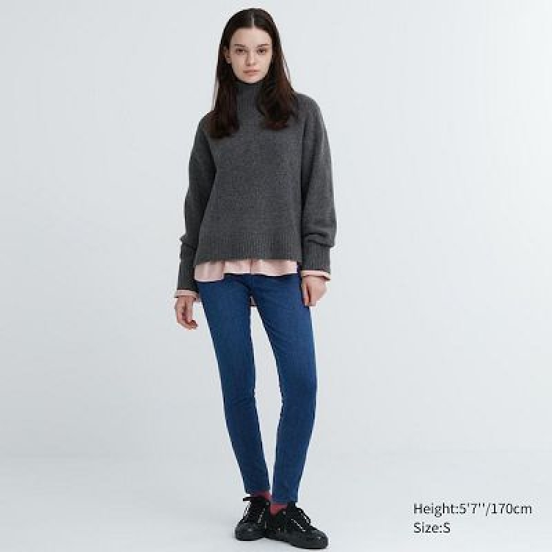 Blue Uniqlo HEATTECH Ultra Stretch High-Rise Denim Women Pants | 5599351