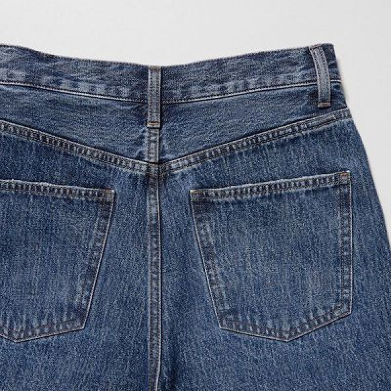 Blue Uniqlo High-Rise Denim Women Shorts | 9550851