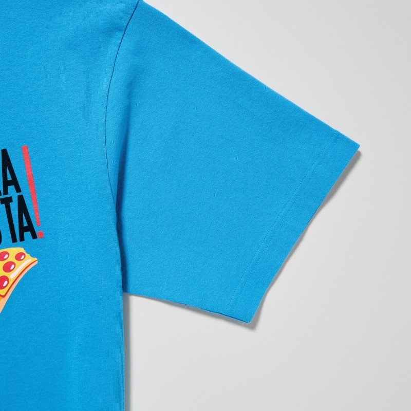 Blue Uniqlo L.A. Eats Ut Oversized Short-sleeve Graphic Pizzanista! Men T Shirts | 9704009