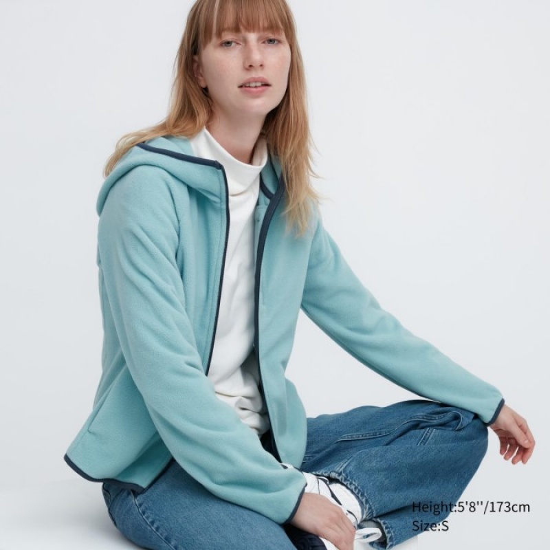 Blue Uniqlo Light Fleece Full-Zip Women Hoodie | 2067166