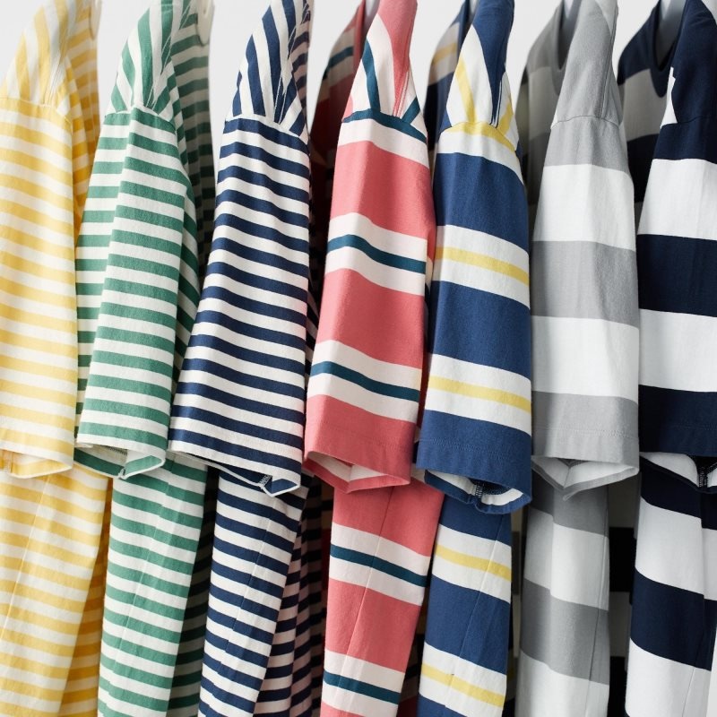 Blue Uniqlo Oversized Striped Half-sleeve Men T Shirts | 7876165