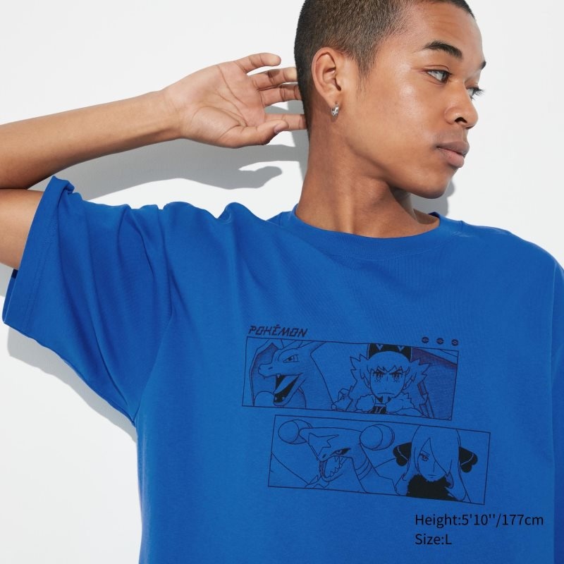 Blue Uniqlo Pokémon Masters Ex Ut Oversized Short-sleeve Graphic Men T Shirts | 6692065