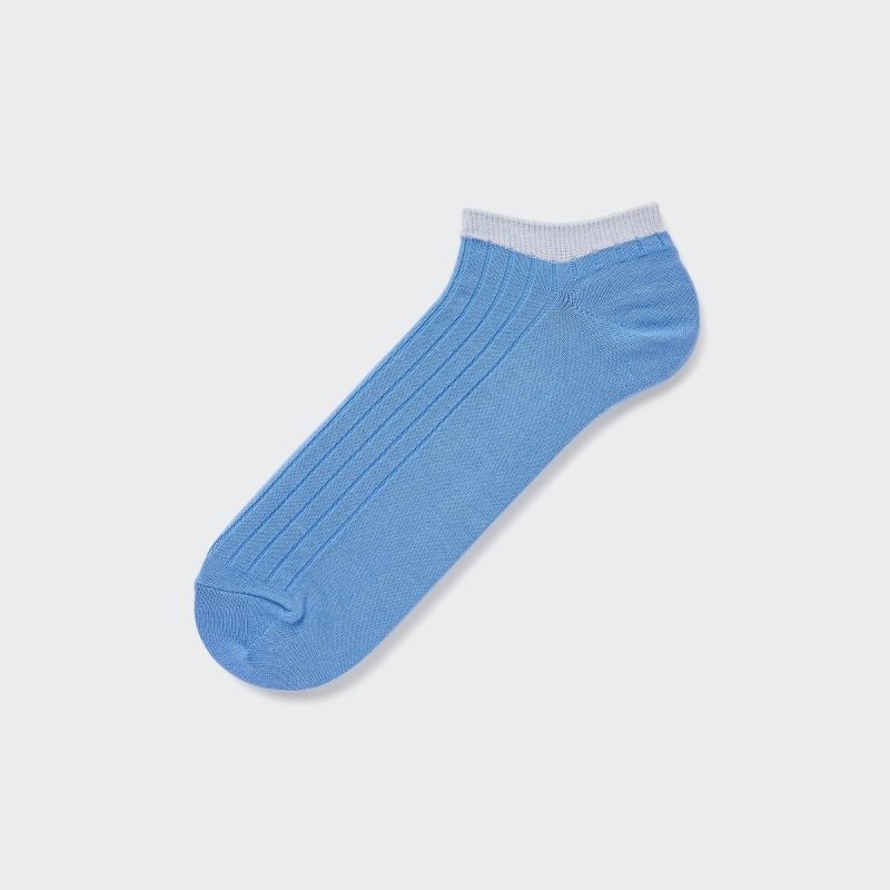 Blue Uniqlo Ribbed Short Men Socks | 5911520