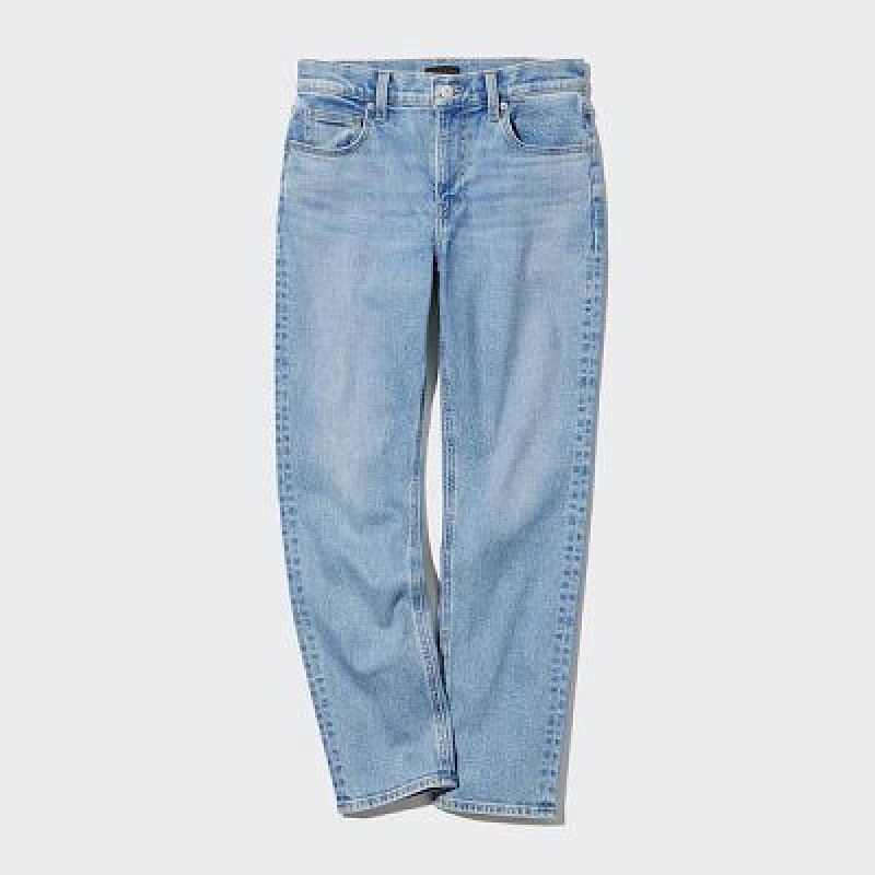 Blue Uniqlo Stretch Slim Straight Women Jeans | 2111649