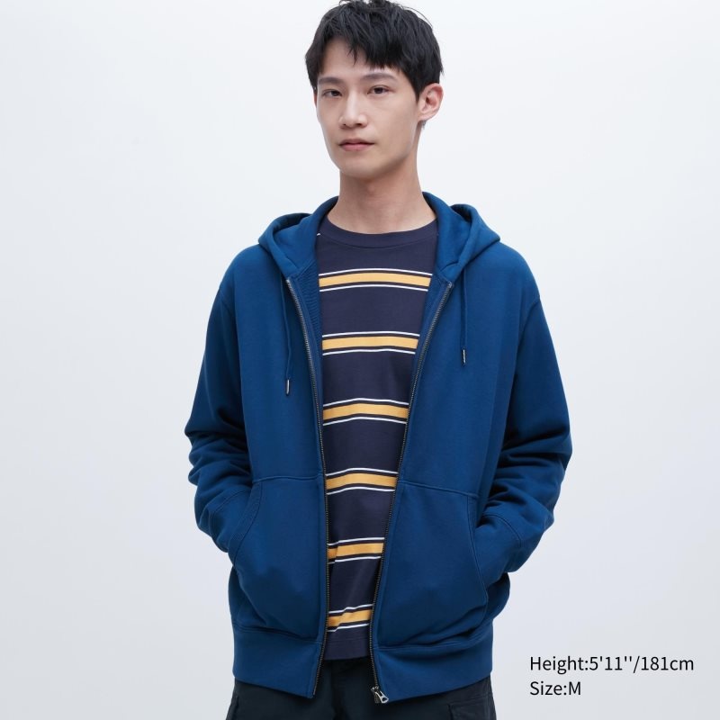 Blue Uniqlo Sweat Full-zip Men Hoodie | 7345559