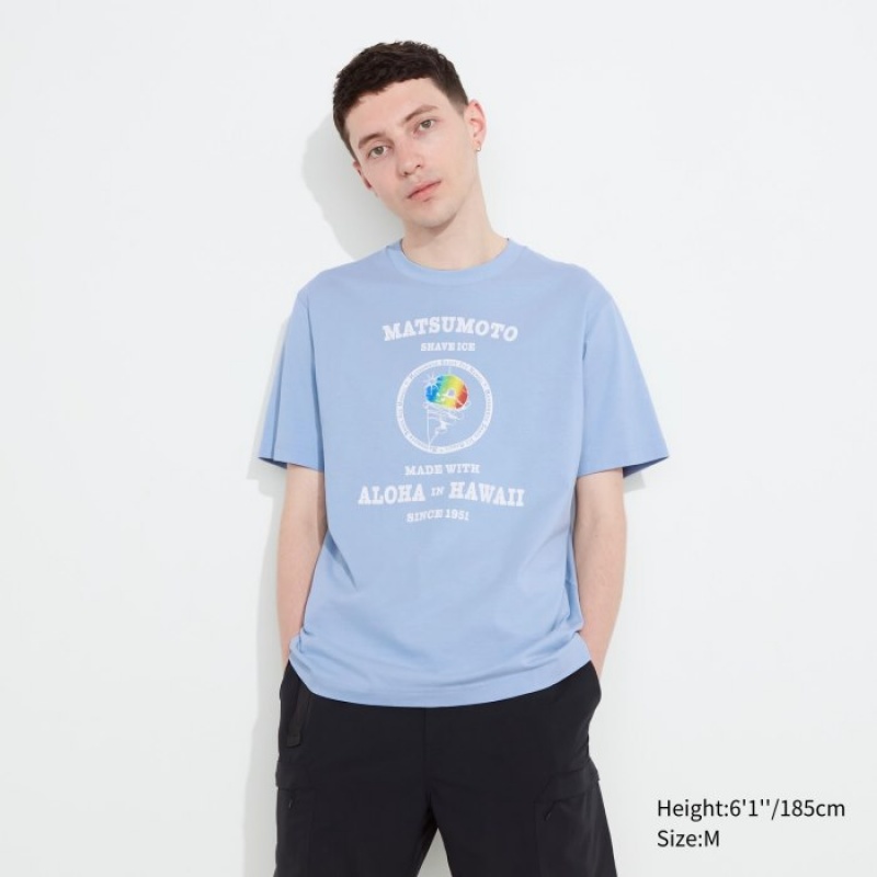 Blue Uniqlo The Brands Hawaii UT Short-Sleeve Matsumoto Shave Ice Women T Shirts | 2732374