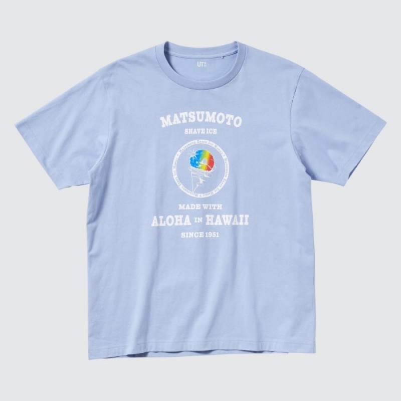 Blue Uniqlo The Brands Hawaii UT Short-Sleeve Matsumoto Shave Ice Women T Shirts | 2732374