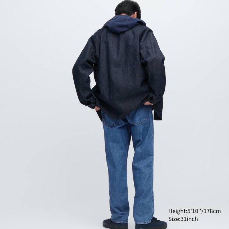 Blue Uniqlo Wide Leg Men Jeans | 1737175