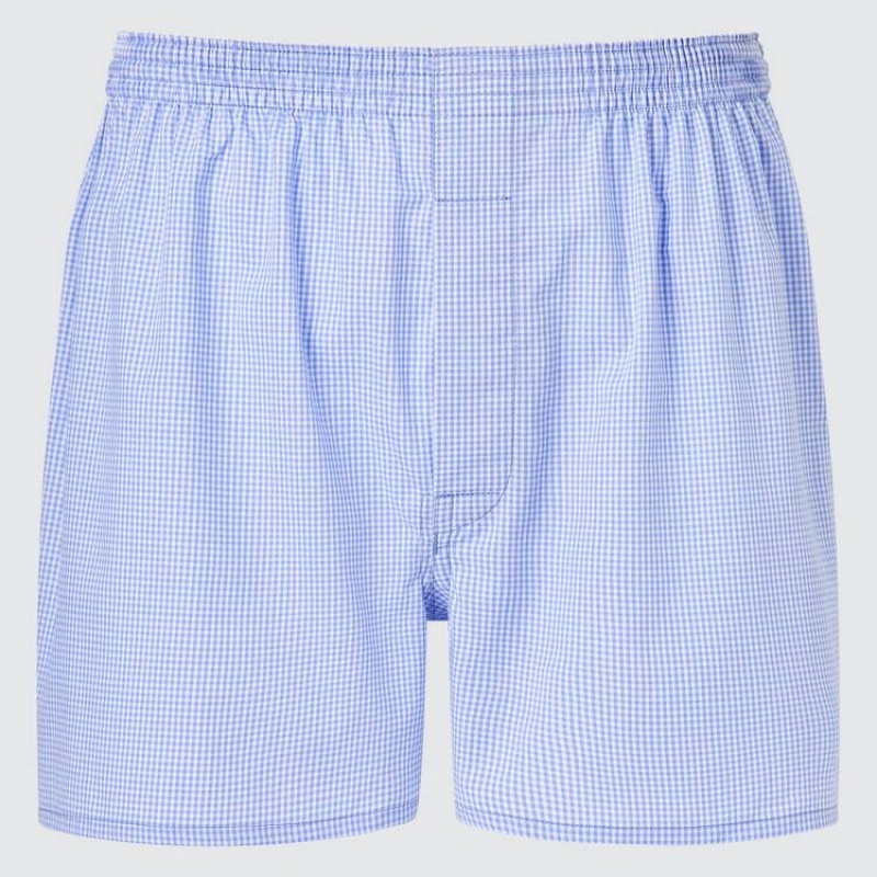 Blue Uniqlo Woven Checked Boxer Men Underwear | 6433502