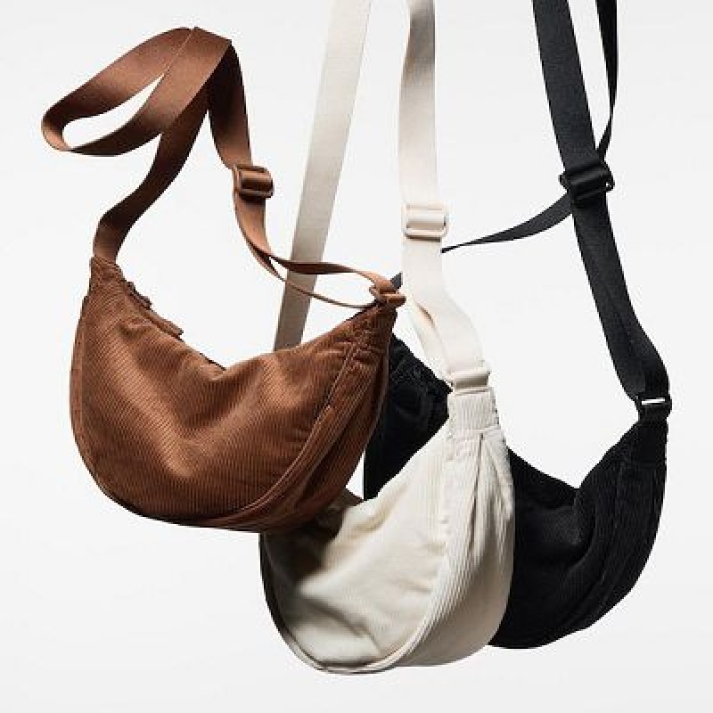 Brown Uniqlo Corduroy Round Mini Women Crossbody Bags | 1730534