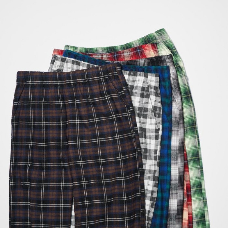 Brown Uniqlo Flannel Checked Women Pants | 6919645