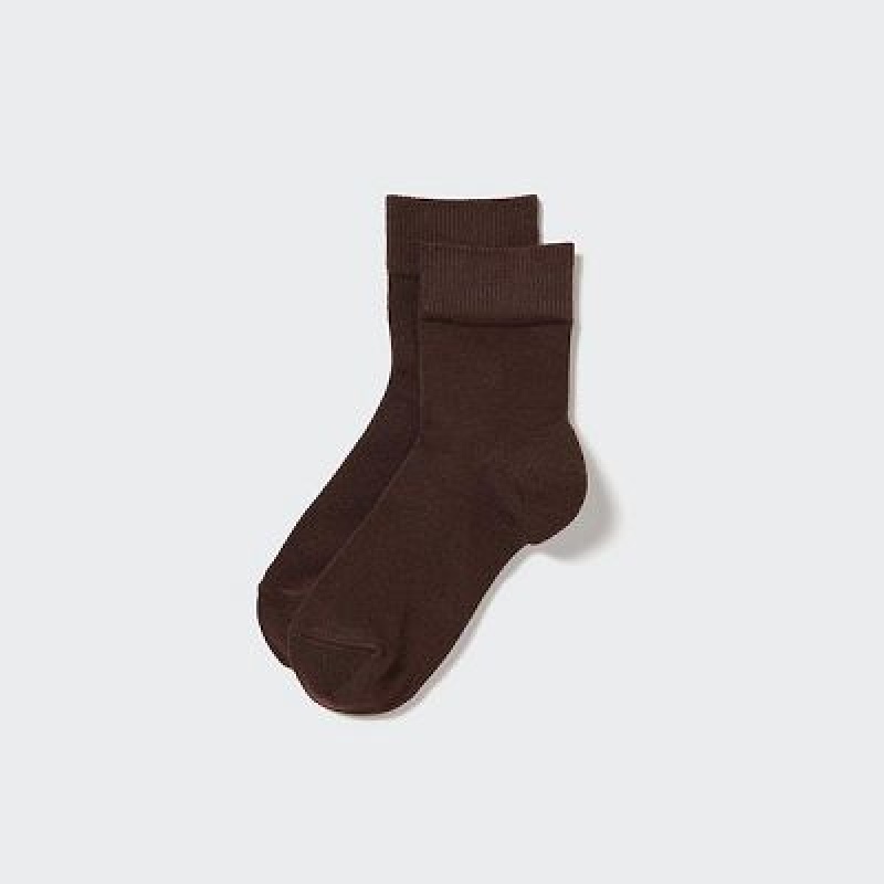 Brown Uniqlo HEATTECH Crew Relax Women Socks | 849202