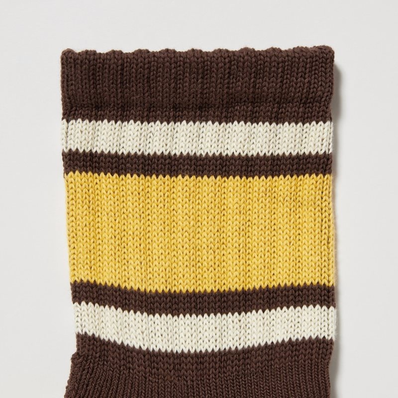 Brown Uniqlo Pattern Lined Half Men Socks | 7746137
