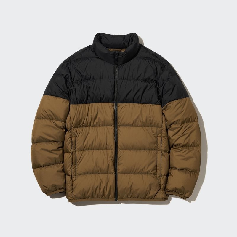 Brown Uniqlo Ultra Light Down 3d Cut Wide Quilt Color Block Men Jackets | 2155874