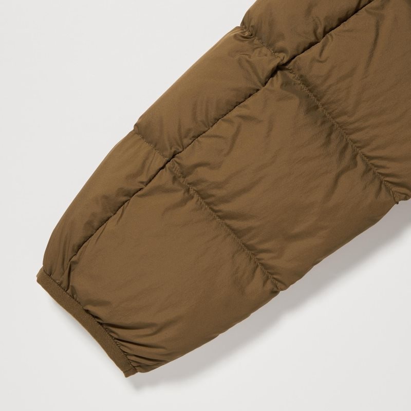 Brown Uniqlo Ultra Light Down 3d Cut Wide Quilt Color Block Men Jackets | 2155874