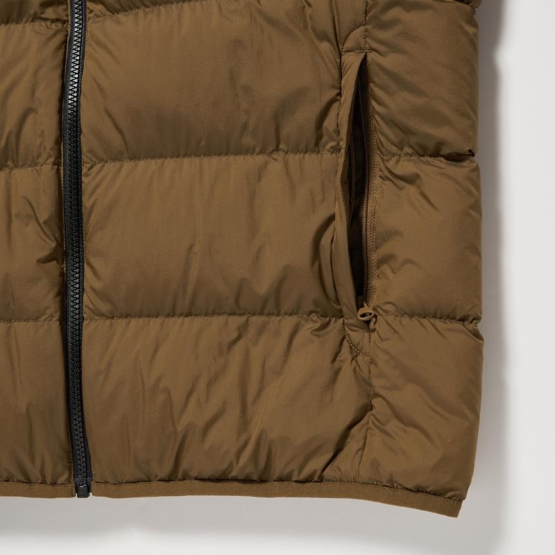 Brown Uniqlo Ultra Light Down 3d Cut Wide Quilt Color Block Men Jackets | 2155874