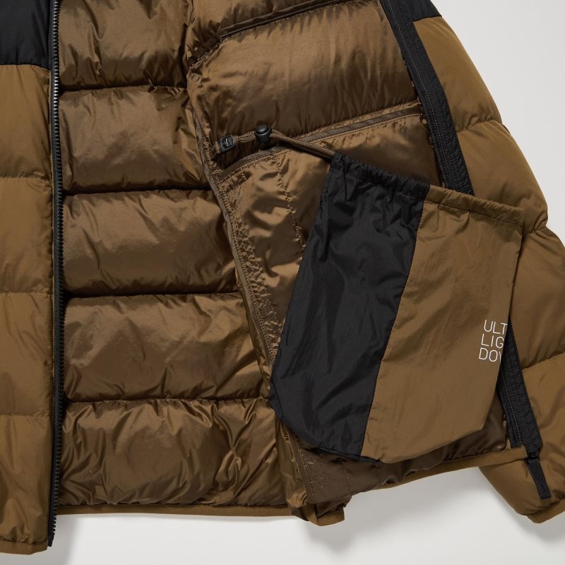 Brown Uniqlo Ultra Light Down 3d Cut Wide Quilt Color Block Men Jackets | 2155874