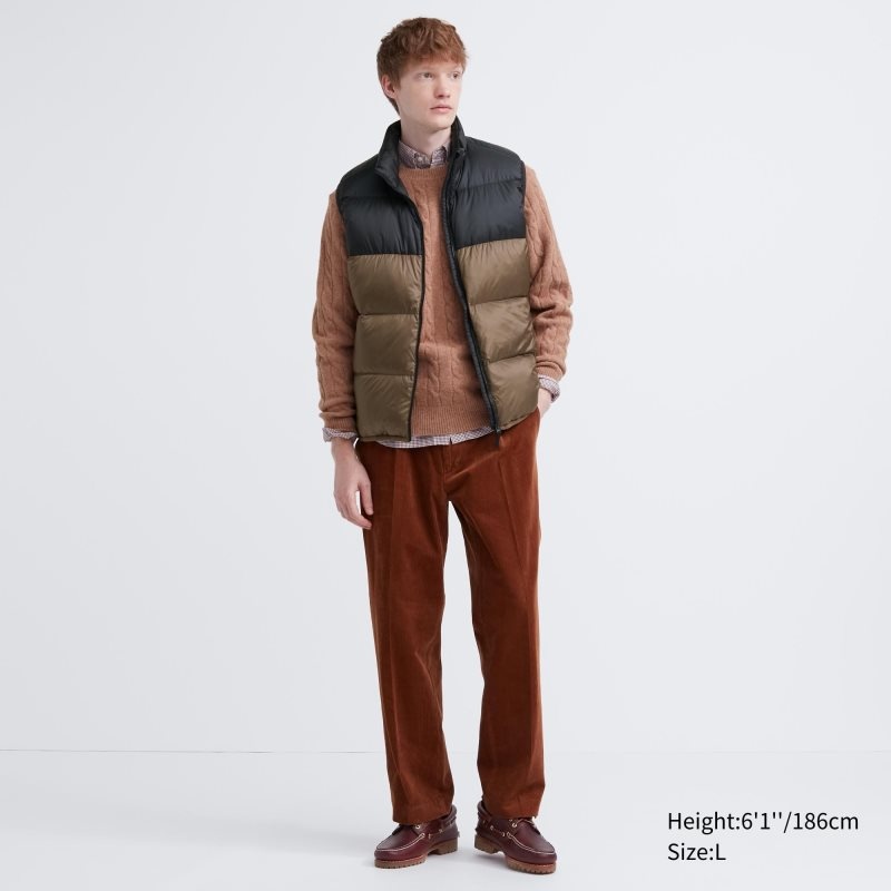 Brown Uniqlo Ultra Light Down Color Block Men Vest | 8035259