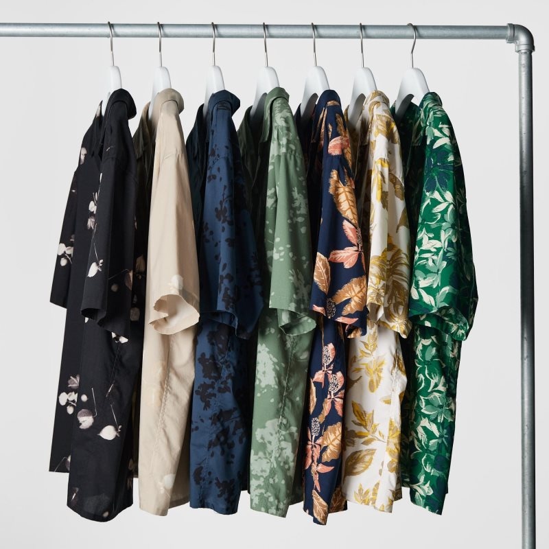 Green Uniqlo Open Collar Short-sleeve Men Shirts | 2235078