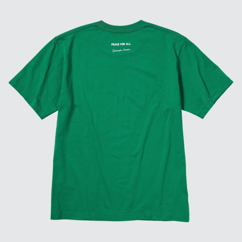 Green Uniqlo Peace For All Short-sleeve Graphic Christophe Lemaire Women T Shirts | 2761392