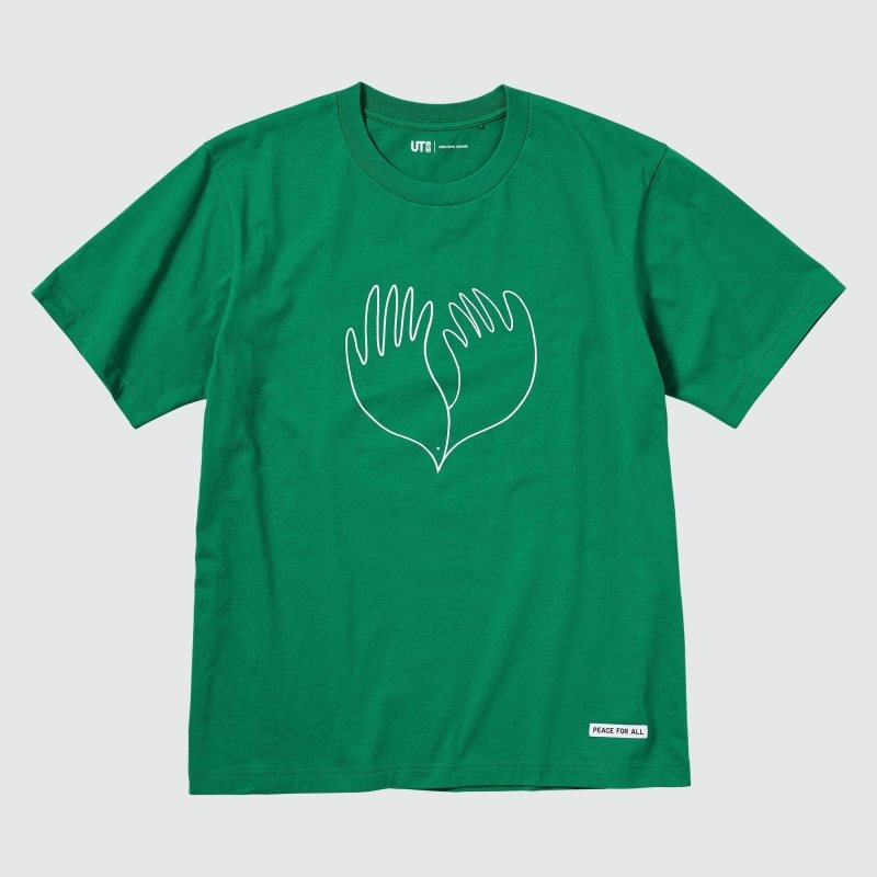 Green Uniqlo Peace For All Short-sleeve Graphic Christophe Lemaire Men T Shirts | 5546001
