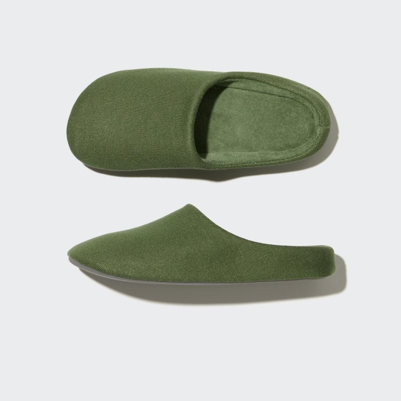 Green Uniqlo Sweat Jersey Rubber Sole Men Slippers | 325936
