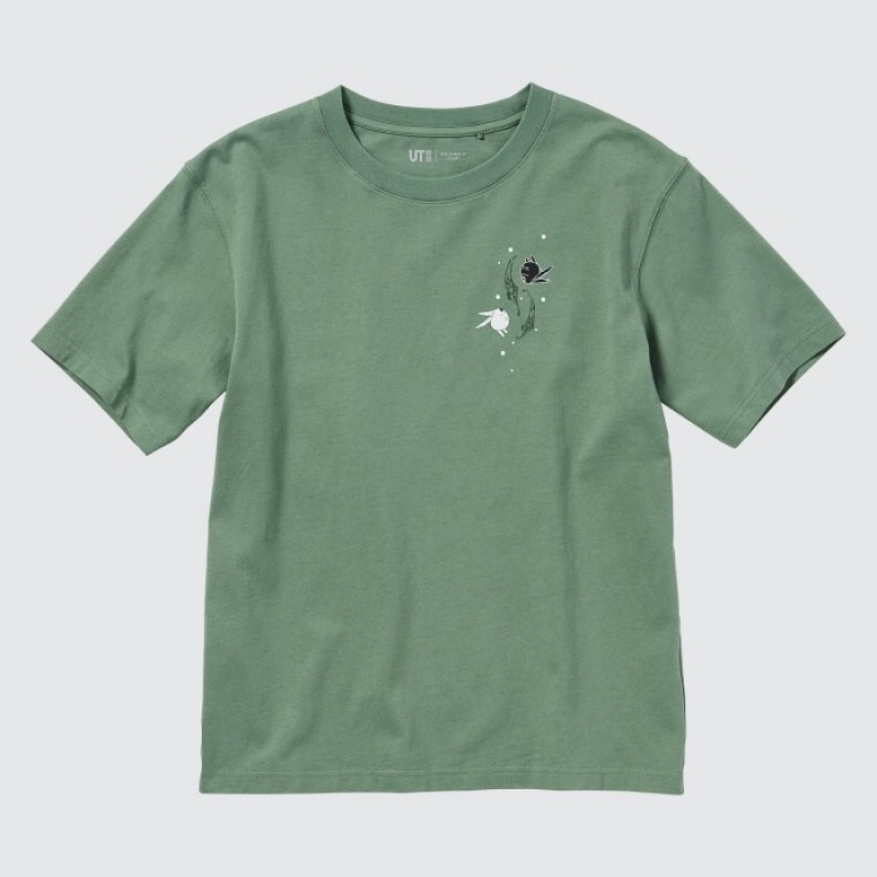 Green Uniqlo The World of CLAMP UT Short Sleeve Women T Shirts | 3879242