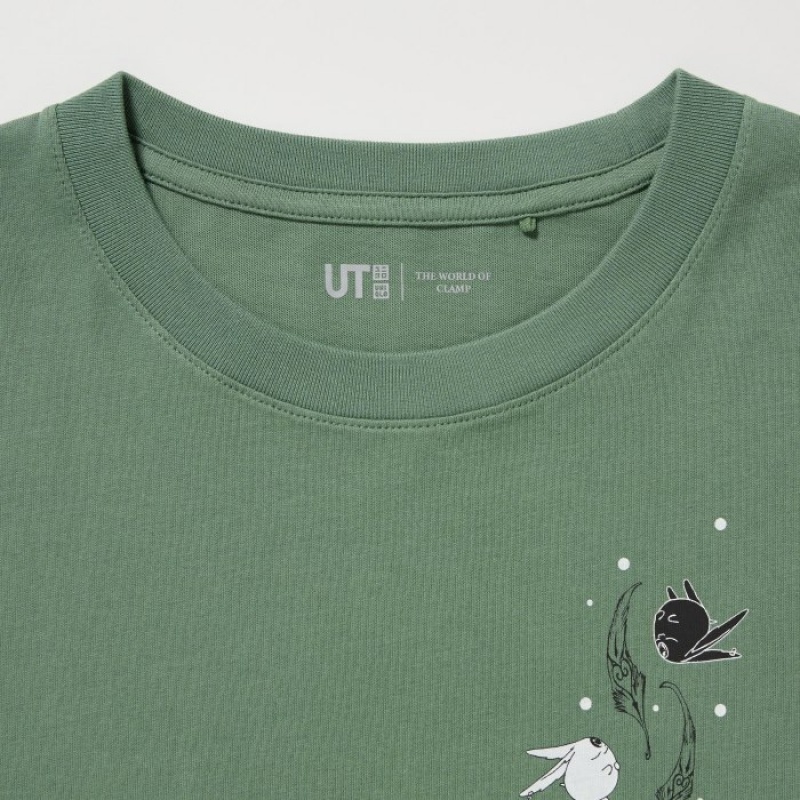 Green Uniqlo The World of CLAMP UT Short Sleeve Women T Shirts | 3879242