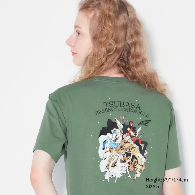 Green Uniqlo The World of CLAMP UT Short Sleeve Women T Shirts | 3879242