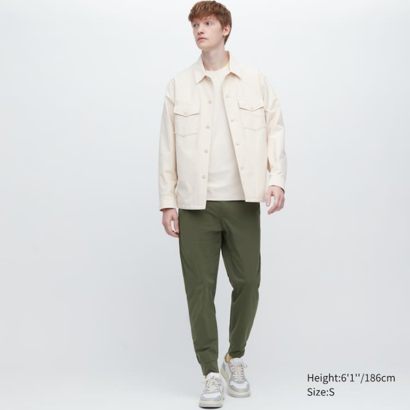 Green Uniqlo Ultra Stretch Dry-ex Jogger Men Pants | 9853653