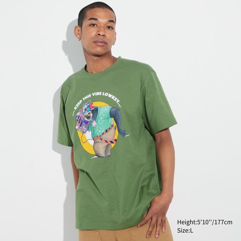 Green Uniqlo Utgp2023: Magic For All Ut Short-sleeve Graphic Psychkennedy Men T Shirts | 5902821