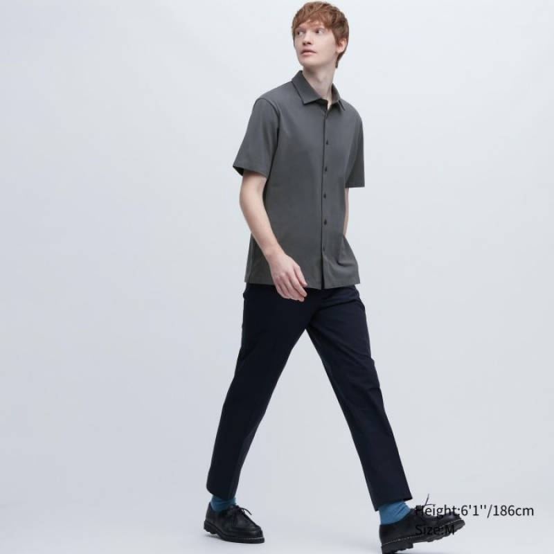 Grey Uniqlo Airism Full Open Short-sleeve Women Polo Shirts | 886044