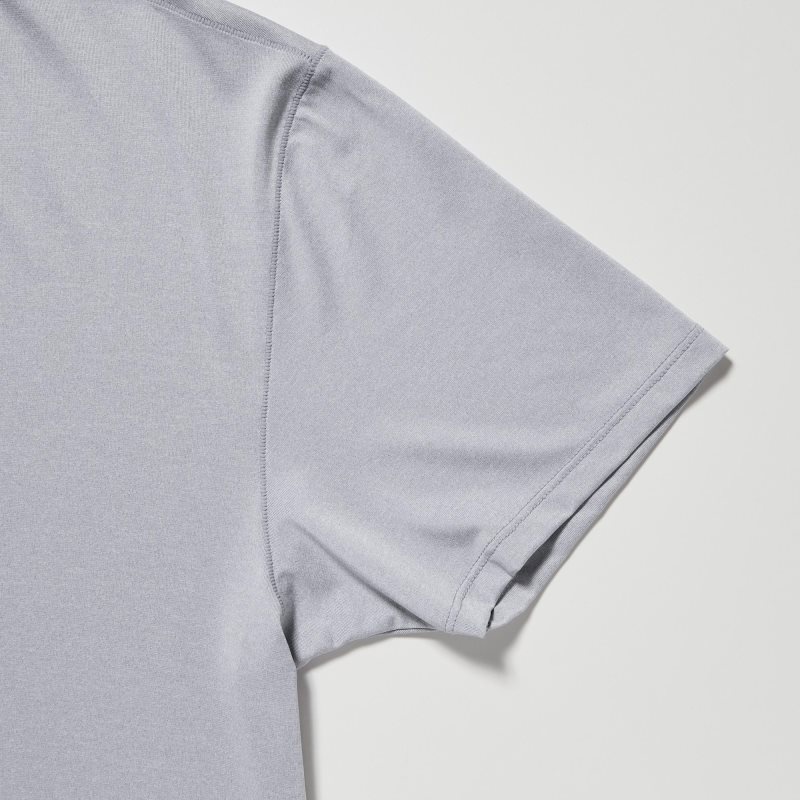 Grey Uniqlo Airism V-neck Short-sleeve Men T Shirts | 3699984