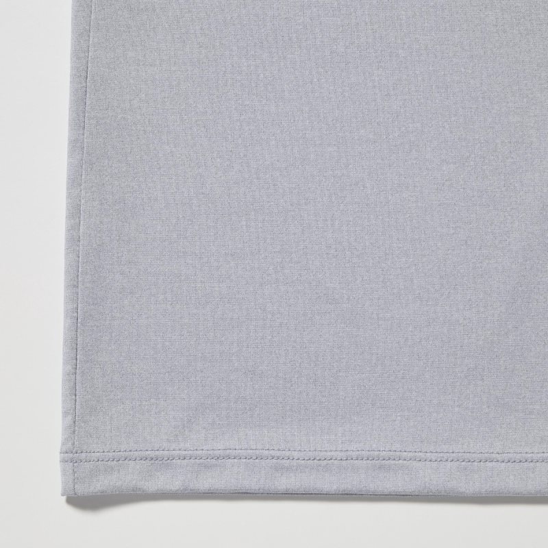 Grey Uniqlo Airism V-neck Short-sleeve Men T Shirts | 3699984