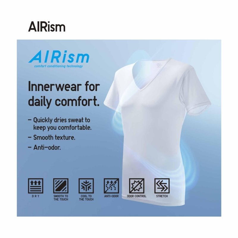 Grey Uniqlo Airism V-neck Short-sleeve Men T Shirts | 3699984