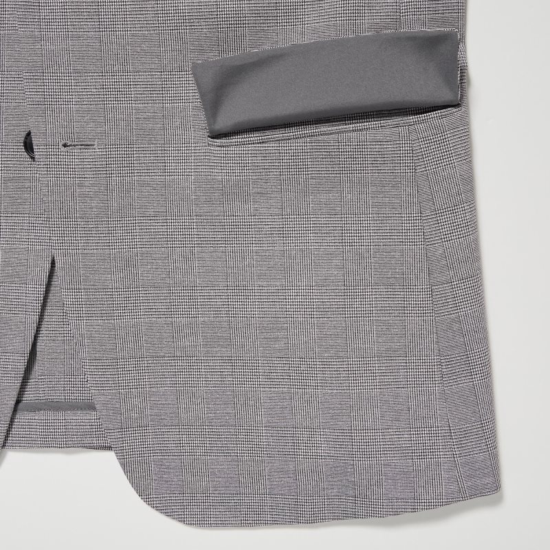 Grey Uniqlo Airsense Wool Like Glen Check Ultra Light Men Jackets | 3738501