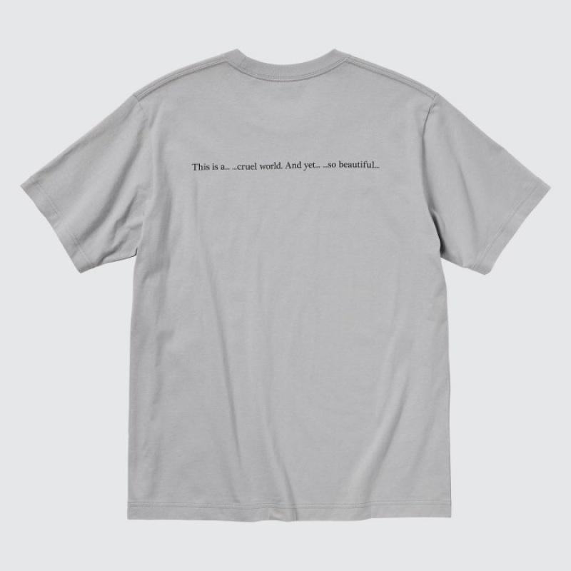 Grey Uniqlo Attack on Titan UT Short-Sleeve A Titan Inside The Wall Women T Shirts | 500338