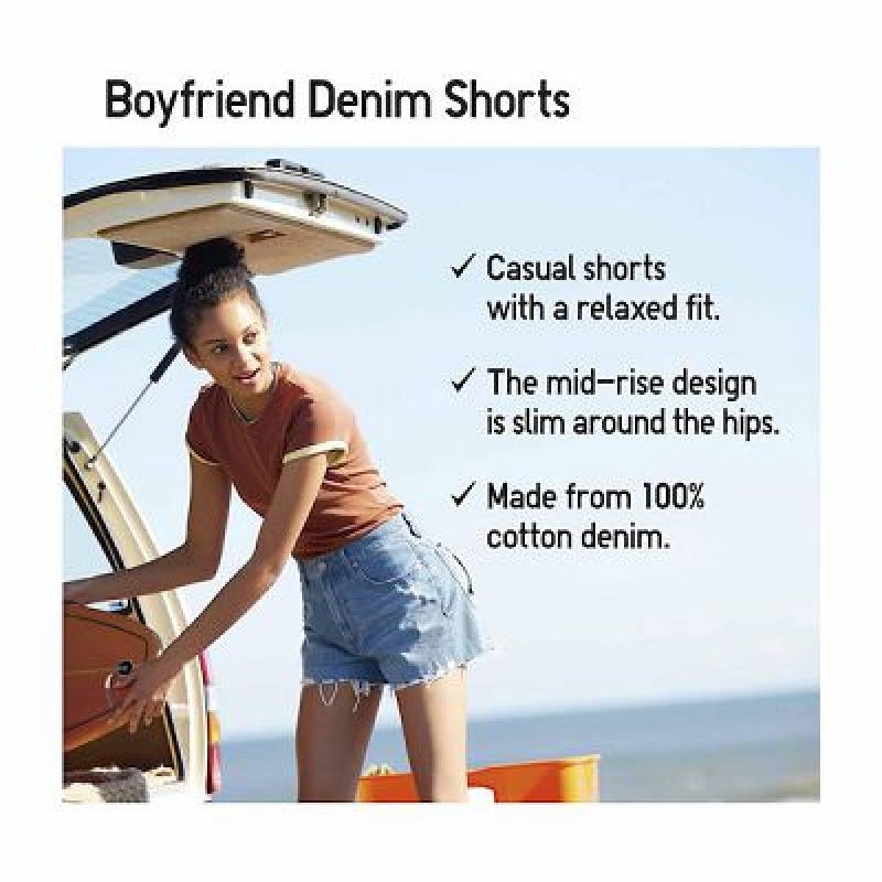 Grey Uniqlo Boyfriend Denim Women Shorts | 6826810