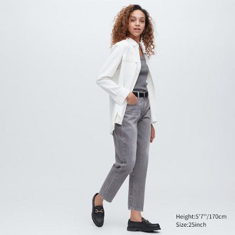 Grey Uniqlo Boyfriend Tapered Women Jeans | 2989952